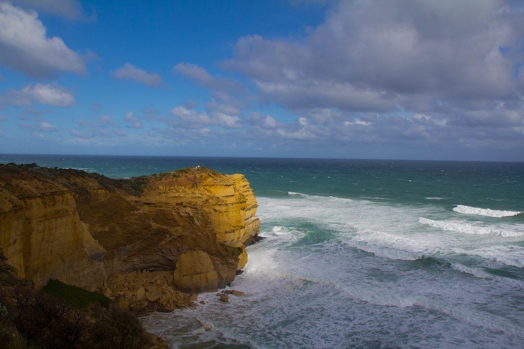 The Twelve Apostles sea stacks at golden hour